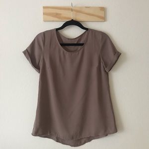 Taupe Blouse Top Shirt